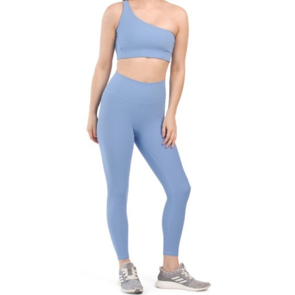 WILO Powder Blue One Shoulder Sports Bra And Leggings Set Sz XS - Picture 10 of 10